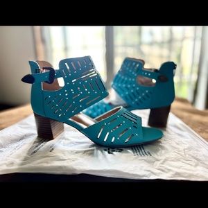 Jolinmall sandals, blue turquoise, western ankle Sandles